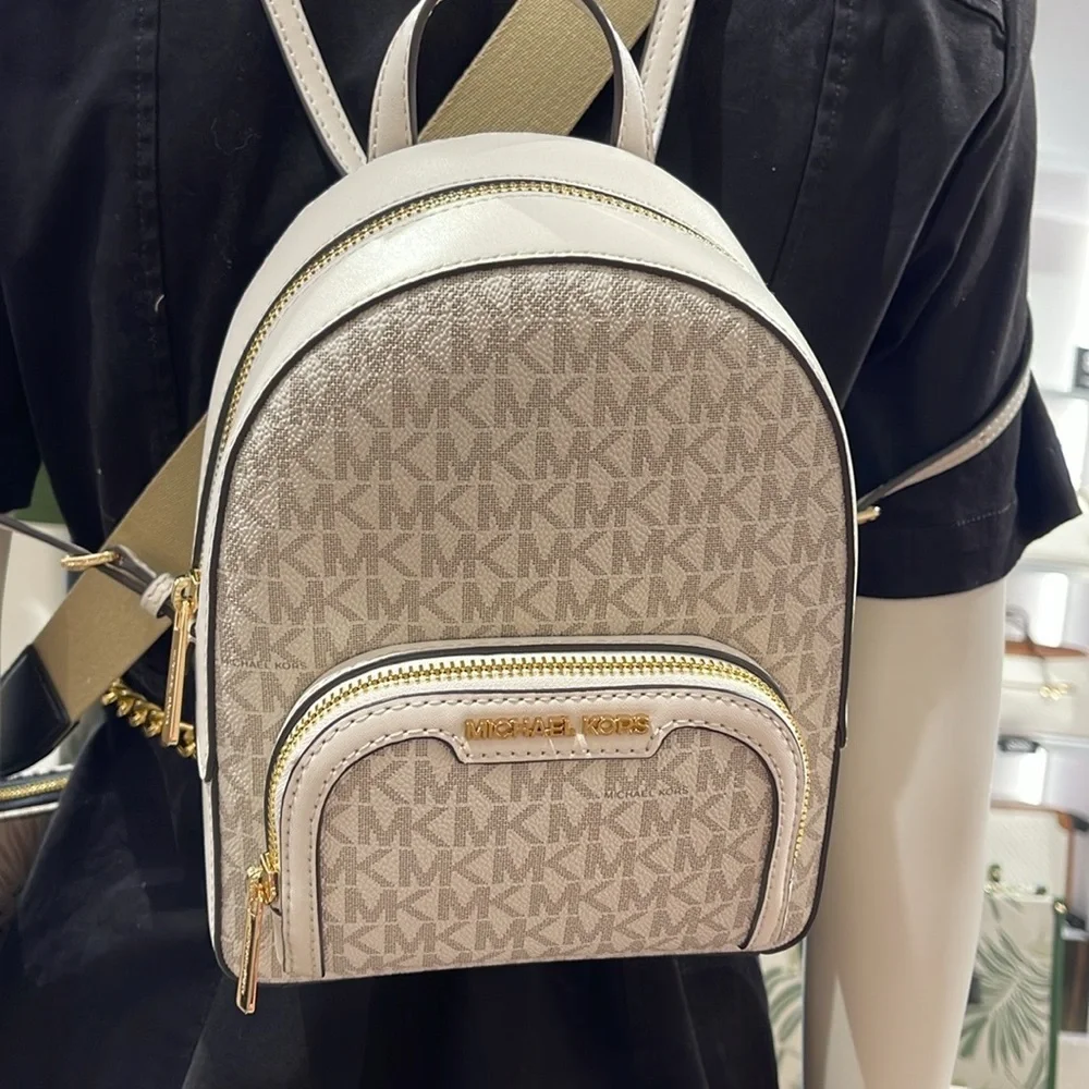 Michael Kors Ladies Backpack Bag Jaycee XS Conv Zip Backpack Light Cream Multi